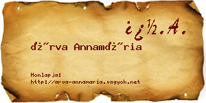 Árva Annamária névjegykártya