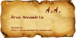 Árva Annamária névjegykártya